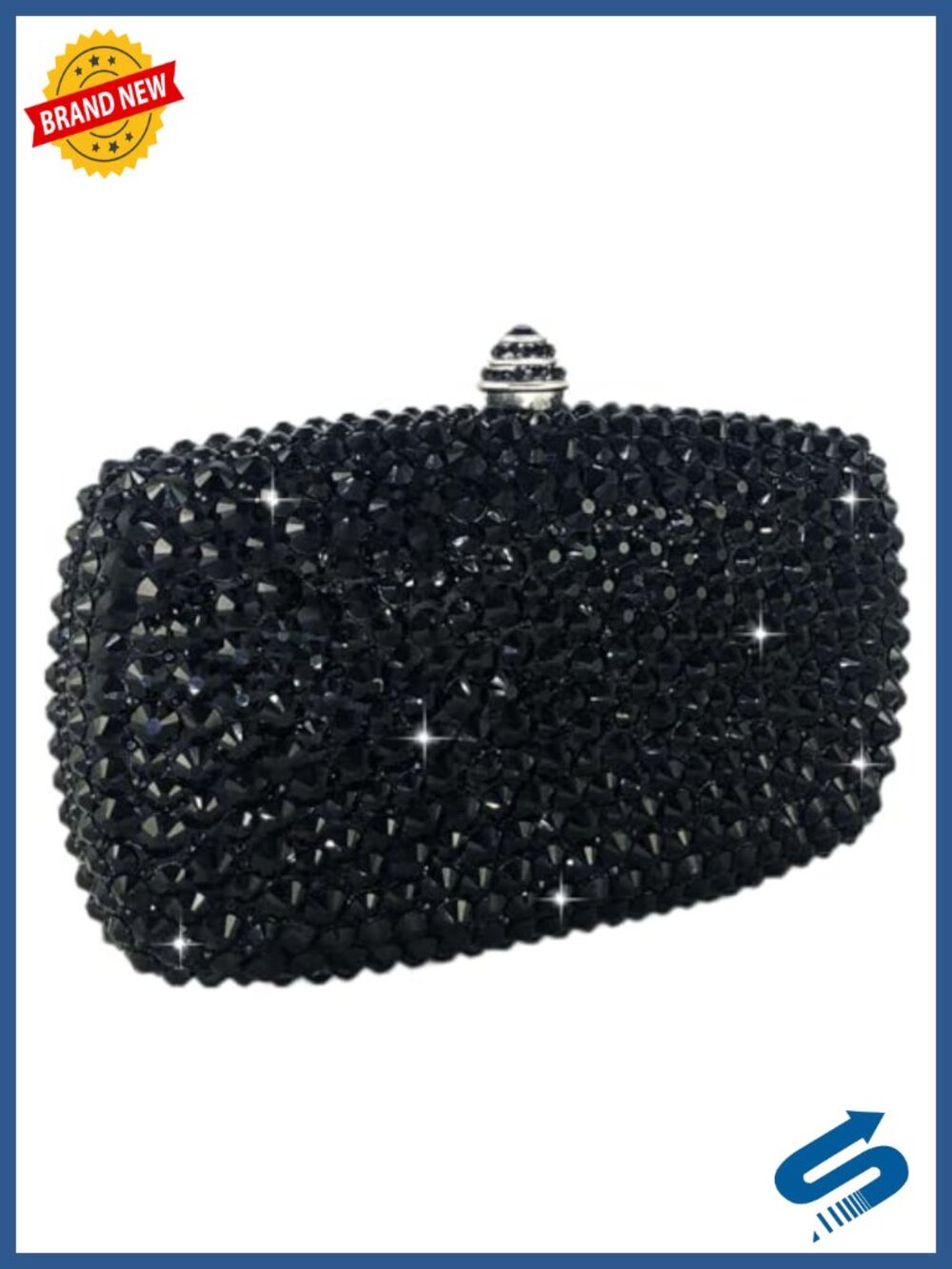 Crystal Rhinestone Clutch Evening Bag with Chain Straps